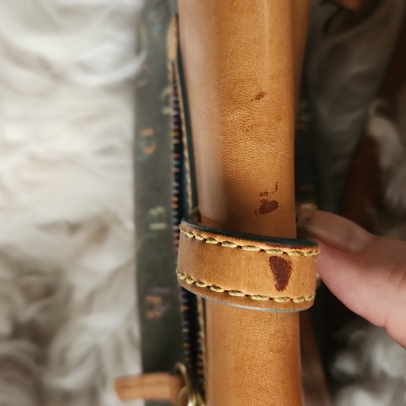 Vintage Dooney & Bourke  Gray/Tan/Multicolor Signature Coated Canvas Small Bag - Picture 13 of 13